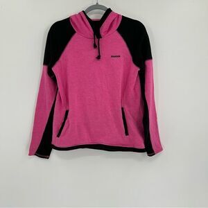 Reebok Hoodie Pullover Sweatshirt Pink Black Medium